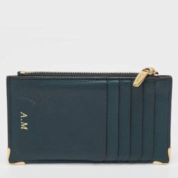 Pre Owned Cartier Green Leather Must de Cartier Zip Card Holder