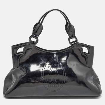 Pre Owned Cartier Black Patent Leather Small Marcello De Cartier Tote