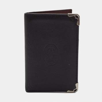 Pre Owned Cartier Black Leather Must De Cartier Card Case