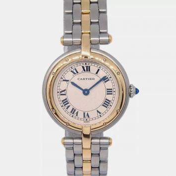 Pre Owned Cartier Beige 18k Yellow Gold Stainless Steel Panthere Vendome 1057920 Quartz Women's Wristwatch 24 mm