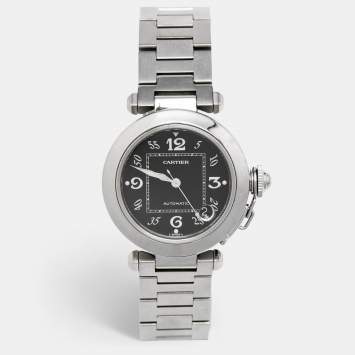 Pre Owned Cartier Black Stainless Steel Pasha De Cartier W31049M7 Unisex Wristwatch 35 mm