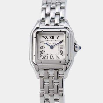 Cartier White Stainless Steel Panthere De Cartier WSPN0006 Quartz Women's Wristwatch 22mm