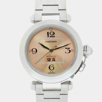 Pre Owned Cartier Pink Stainless Steel Pasha C W31058M7 Automatic Women's Wristwatch 35.5 mm