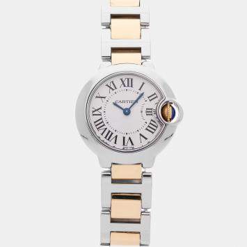 Pre Owned Cartier Ballon Bleu W69007Z3 Quartz Stainless Steel Silver Dial Women's Wristwatch 28mm