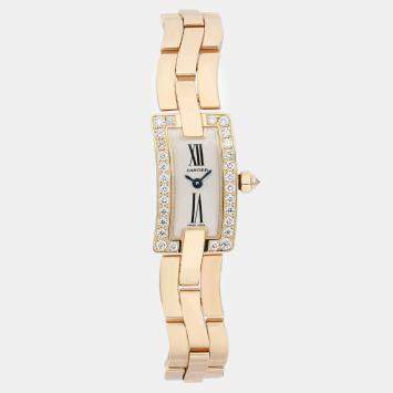 Cartier Silver 18k Rose Gold Ballerine 2992 Quartz Women's Wristwatch 24 mm