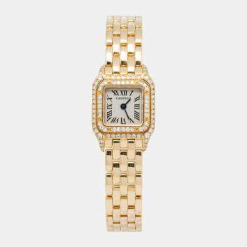 Cartier Panthere 2360 Quartz Cream 18K Yellow Gold Women's Wristwatch 17 mm