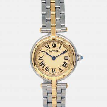 Cartier Panthere Vendome 1057920 Quartz Beige 18k Yellow Gold Stainless Steel Women's Wristwatch 24 mm
