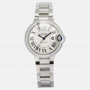 Cartier Ballon Bleu W4BB0016 Quartz Silver Stainless Steel Women's Wristwatch 33 mm