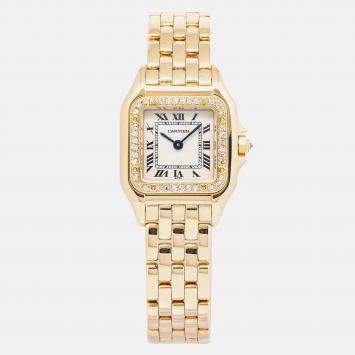 Cartier Panthere WF307089 Automatic White 18k Yellow Gold Women's Wristwatch 22 mm