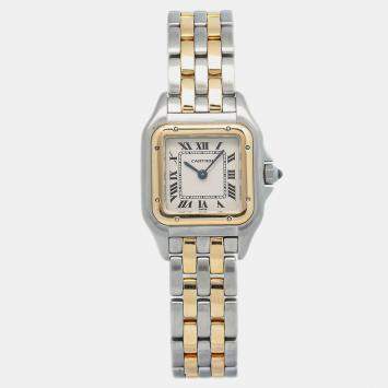 Cartier Panthere W25029B6 Quartz White 18k Yellow Gold Stainless Steel Women's Wristwatch 22 mm