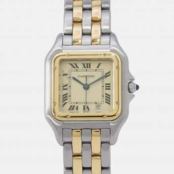 Cartier Panthere W25028B6 Quartz Ivory 18k Yellow Gold Stainless Steel Women's Wristwatch 26.5 mm