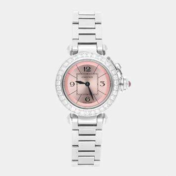 Cartier Miss Pasha W3140008 Quartz Pink Stainless Steel Women's Wristwatch 27 mm
