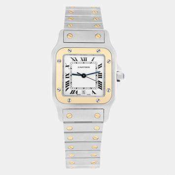 Cartier Santos Galbee W20011C4 Quartz Silver Stainless Steel 18K Yellow Gold Women's Wristwatch 29 mm