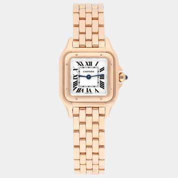 Pre Owned Cartier Panthere WGPN0006 Quartz Silver 18K Rose Gold Women's Wristwatch 23mm