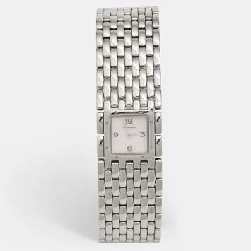 Pre Owned Cartier Mother Of Pearl Stainless Steel Panthere Ruban 2420 Women's Wristwatch 21 mm