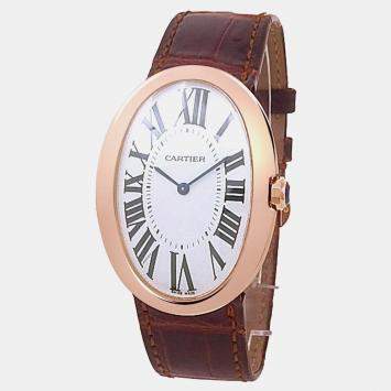 Pre Owned Cartier Baignoire W8000002 Automatic Silver 18K Rose Gold Women’s Wristwatch 34 mm
