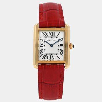 Pre Owned Cartier Tank Solo W1018755 Quartz White 18K Yellow Gold  Women's Wristwatch 24mm