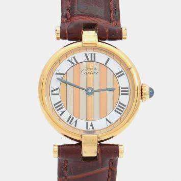 Pre Owned Cartier Must de Cartier Quartz Silver Gold Plated Women's Wristwatch 24 mm