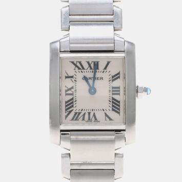 Pre Owned Cartier Tank Francaise W51008Q3 Quartz Stainless Steel Womens Wristwatch 20.5 mm