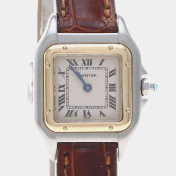 Pre Owned Cartier Panthere W250295A Quartz Yellow Gold Stainless Steel Womens Wristwatch 22 mm