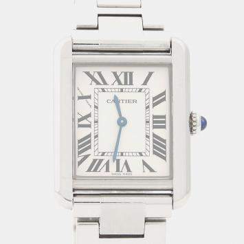 Pre Owned ساعة يد نسائية كارتييه تـانـك سولو W5200013 ستانلس ستيل كوارتز 24.5 مم