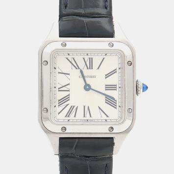 Pre Owned Cartier Santos Dumont WSSA0023 Quartz Stainless Steel Womens Wristwatch 27.5 mm