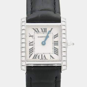 Pre Owned ساعة يد نسائية كارتييه تانك فرانسيه WE100251 كوارترز ذهب أبيض 20.5 مم