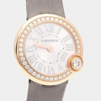 Pre Owned Cartier Ballon Blanc Diamond Quartz Rose Gold Women's Wristwatch 26 mm