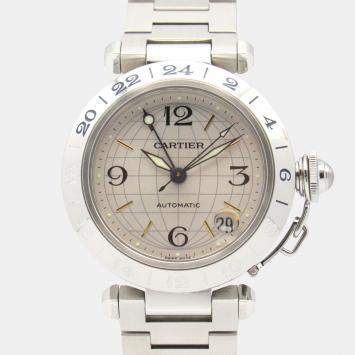 Pre Owned ساعة يد نسائية كارتير باشا سي دو كارتير W31029M7 أوتوماتيك ستانلس ستيل فضية 35 مم