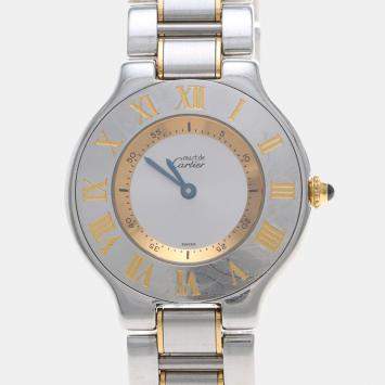 Pre Owned Cartier 21 Must de Cartier W10072R6 Quartz Silver Gold-Plated Women's Wristwatch 31mm