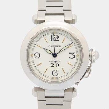 مملوكة مسبقًا ساعة يد نسائية كارتييه باشا سي دي كارتييه W31044M7 أوتوماتيكية فضية ستانلس ستيل 35 مم