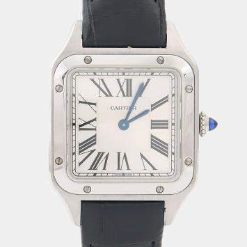Pre Owned Cartier Santos Dumont WSSA0023 Quartz White Stainless Steel Women's Wristwatch 38mm
