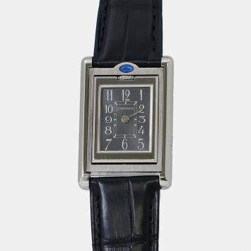 مملوكة مسبقًا Cartier Tank W1016830 Quartz Grey Stainless Steel Women's Wristwatch 22 mm