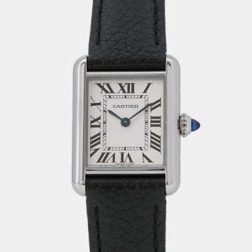 Pre Owned ساعة يد نسائية كارتييه تانك WSTA0042 كوارتز فضية ستانلس ستيل 29.5 مم × 22 مم