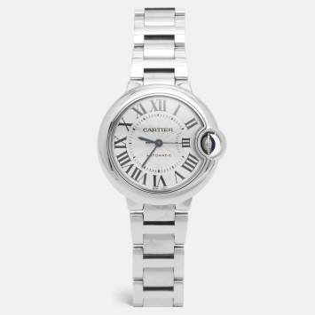 Pre Owned Cartier Ballon Bleu CRWSBB0044 Silver Dial Stainless Steel Unisex Wristwatch 33 mm