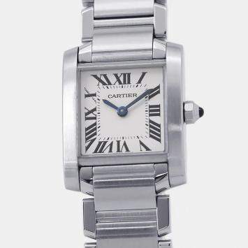 Pre Owned Cartier Tank Francaise W51008Q3 White Stainless Steel Automatic Women's Wristwatch 20mm