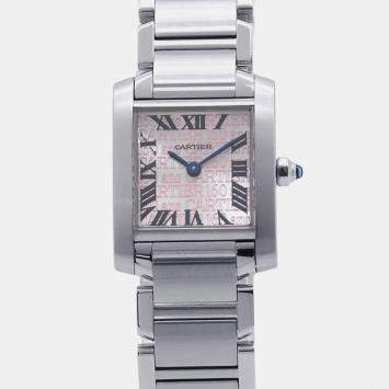 مملوكة مسبقًا Cartier Tank Francaise W51035Q3 Pink Stainless Steel Quartz Women's Watches 25×20mm