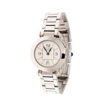 Pre Owned Cartier Silver Stainless Steel Pasha de Cartier 2973 Women's Wristwatch 27 mm