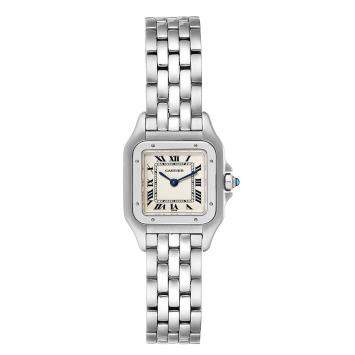 Pre Owned Cartier Silver Stainless Steel Panthere W25033P5 Women's Wristwatch 22 MM