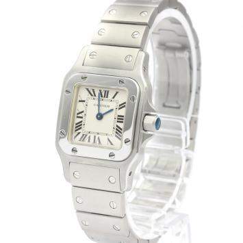 Pre Owned Cartier Silver Stainless Steel Santos Galbee Quartz W20056D6 Women's Wristwatch 24 MM
