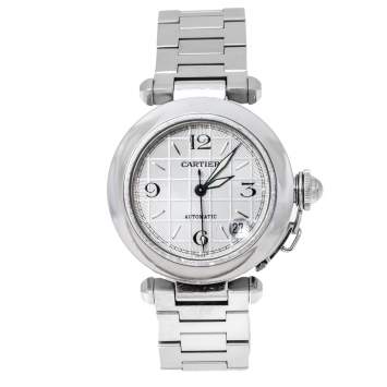 Pre Owned Cartier White Stainless Steel Pasha de Cartier 2324 Women's Wristwatch 35 mm