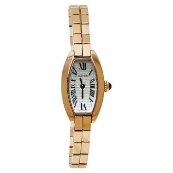 Pre Owned Cartier Silver 18K Rose Gold Lanieres 2592 Women's Wristwatch 16MM