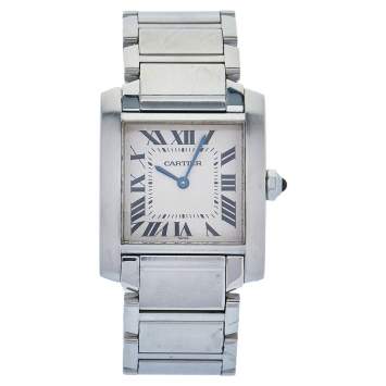 Pre Owned Cartier Silver Stainless Steel Tank Francaise 2301 Women's Wristwatch 25 mm