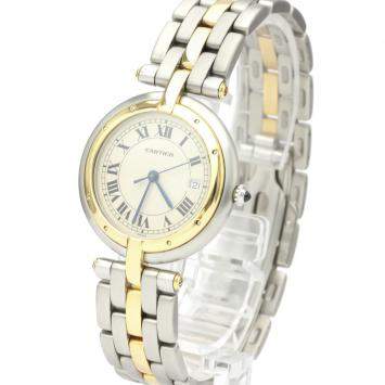 Pre Owned Cartier Silver 18K Yellow Gold And Stainless Steel Panthere Vendome Quartz Women's Wristwatch 29 MM