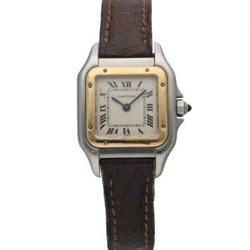 Pre Owned Cartier Silver 18K Yellow Gold And Stainless Steel Panthere 1120 Women's Wristwatch 23 MM