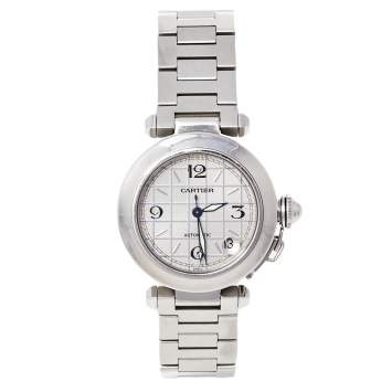 Pre Owned Cartier Silver Stainless Steel Pasha de Cartier 2324 Women's Wristwatch 35 mm