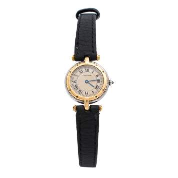 Pre Owned Cartier Silver 18K Yellow Gold And Stainless Steel Panthere Vendome 1057920 Women's Wristwatch 23 mm