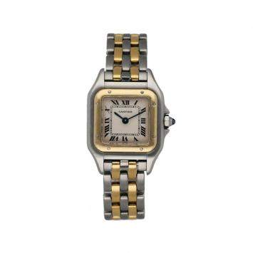 Pre Owned Cartier Silver 18k Yellow Gold And Stainless Steel Panthere 1120 Women's Wristwatch 22 MM