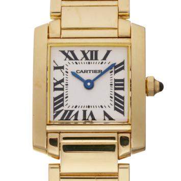 Pre Owned Cartier Silver 18k Yellow Gold Tank Francaise W50002N2 Quartz Women's Wristwatch 20 x 25 MM