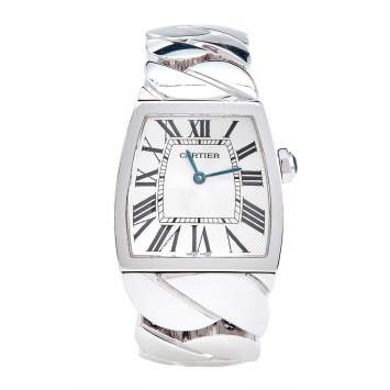 Pre Owned Cartier Silver 18k White Gold La Dona W640050J Women's Wristwatch 28 mm 